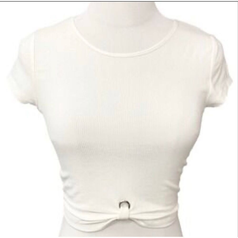 🌸 Anthropologie Elodie White Ribbed Twist Ring Top Size Large New
